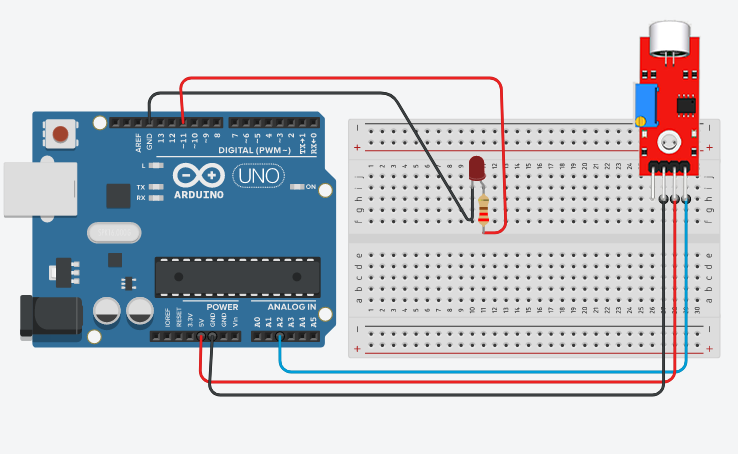 how to use sound sensor with arduino, Arduino projects with code schema